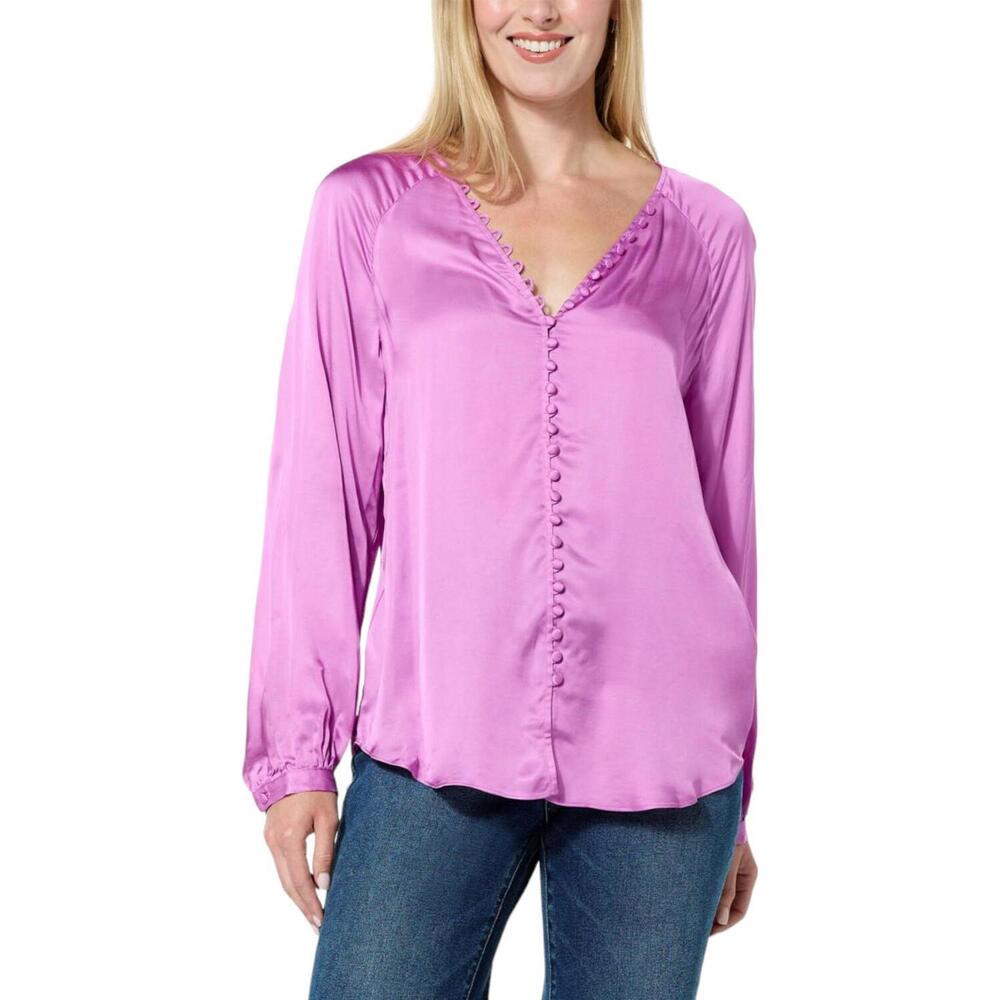La Joie Essential Button Front Blouse Violet - Regular